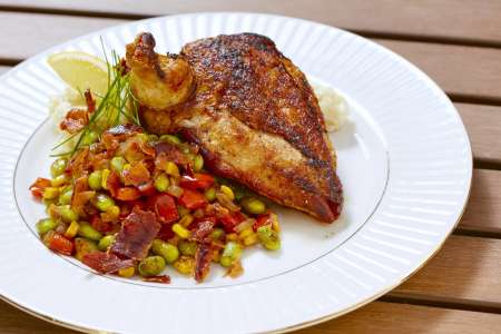 roasted chicken with succotash