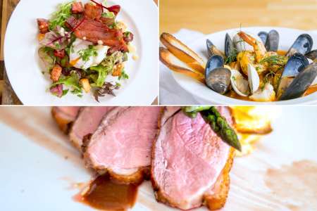 salade lyonnaise with Bouillabaisse and duck breast