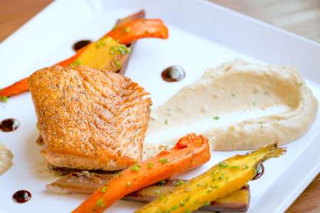 salmon with braised carrots