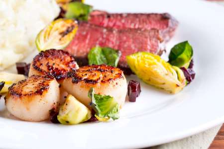 scallops and steak