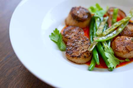 scallops in romesco sauce