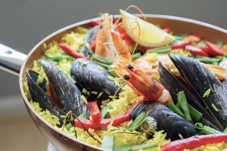 seafood paella with saffron