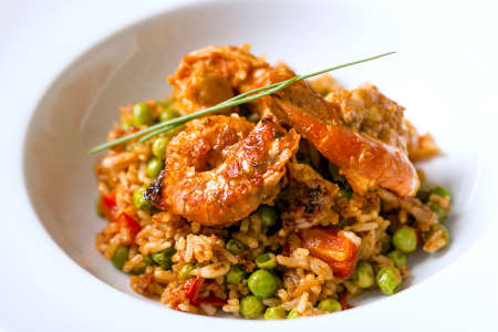 seafood paella with shrimp