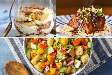 short rib risotto with tiramisu and a panzanella salad