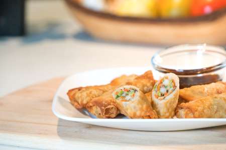 shrimp and vegetable fried spring rolls