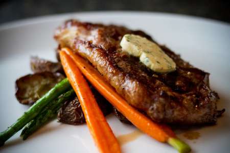 flat iron steak with carrot