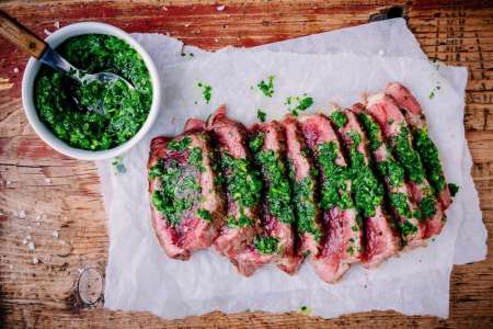 Grilled Ribeye With Mint Chimichurri