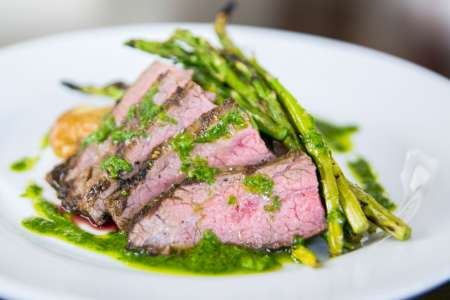 sirloin steak with chimichurri and asparagus