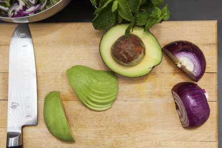 slicing avocados