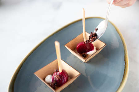 smoked beets with cocoa nibs