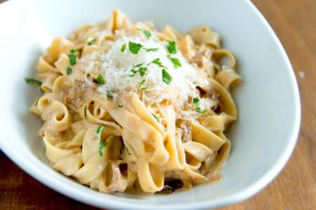 tagliatelle pasta with porcini mushroom sauce