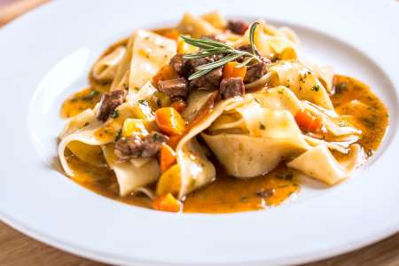 wild boar ragu and pappardelle pasta