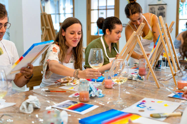 Team building paint and sip event in NYC