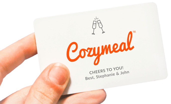 Cozymeal gift cards, redeemable for cooking classes, private chefs, food tours, cookware and more