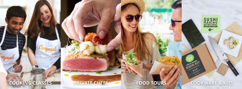 Cooking classes gift cards, Private chefs gift cards, Food tours gift cards, Cookware gift cards