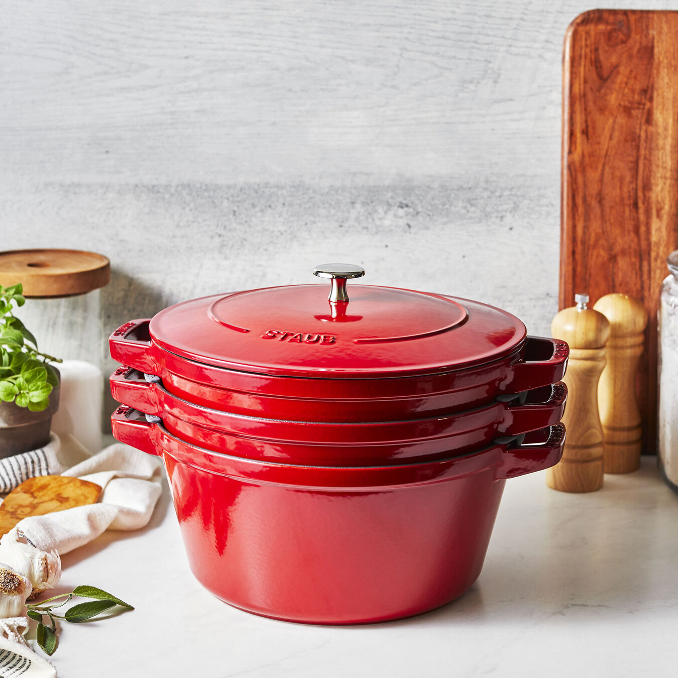 Staub 4-Pc Cast Iron Stackable Set