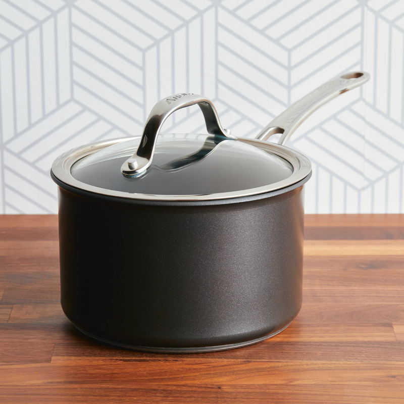 Anolon Advanced Hard-Anodized 3-qt Covered Straining Saucepan 