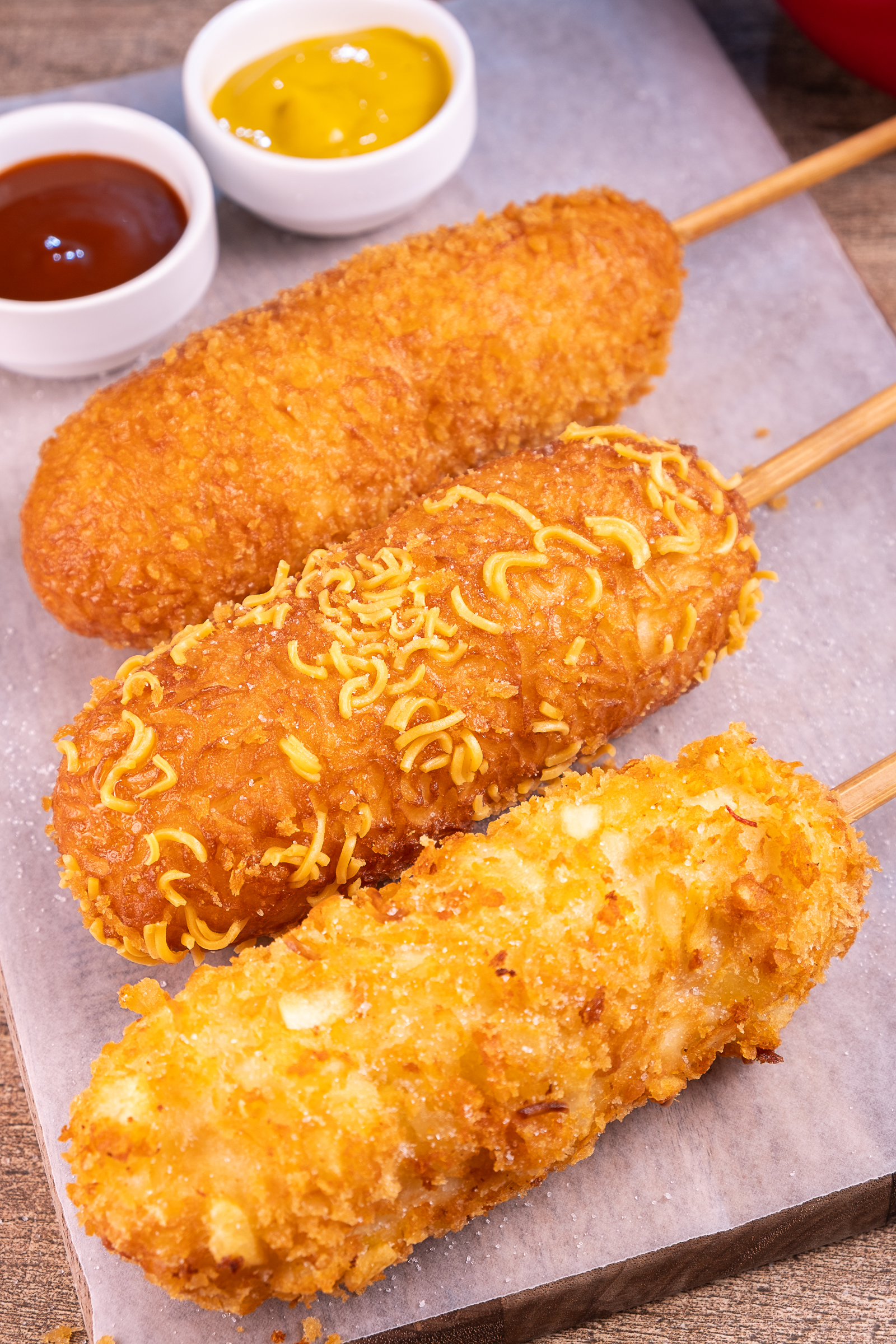 Fried mozzarella shop corn dogs