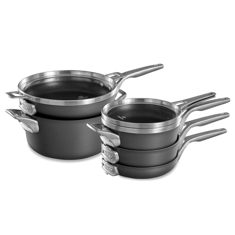 Calphalon Premier Space-Saving Hard-Anodized Nonstick 8-Piece Cookware Set | Cozymeal