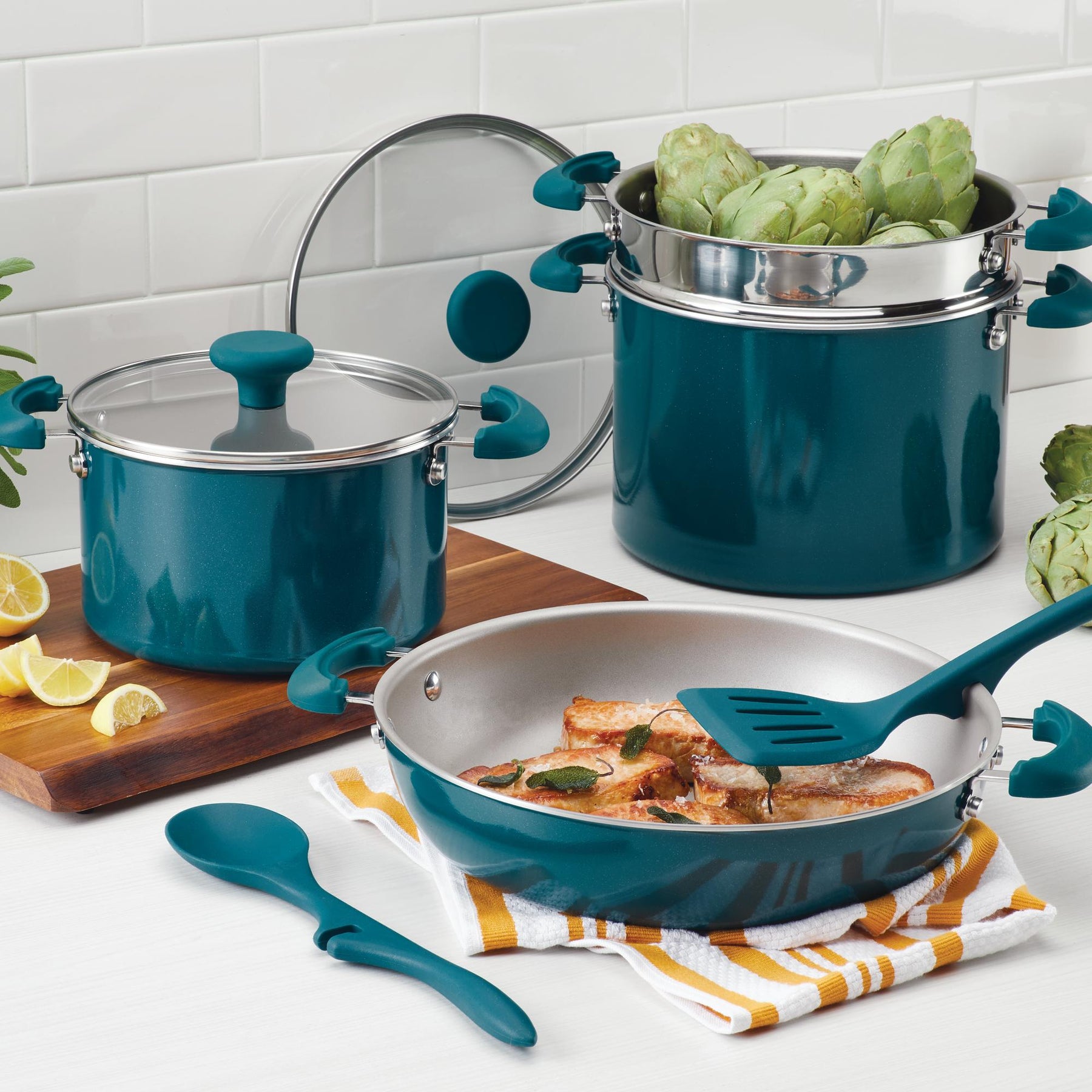 Rachael Ray Create Delicious Enameled Aluminum 8-Piece Stacking