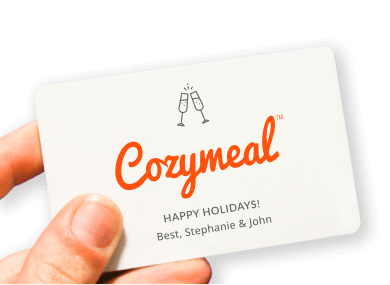 Cozymeal gift cards, redeemable for cooking classes, private chefs, food tours, cookware and more