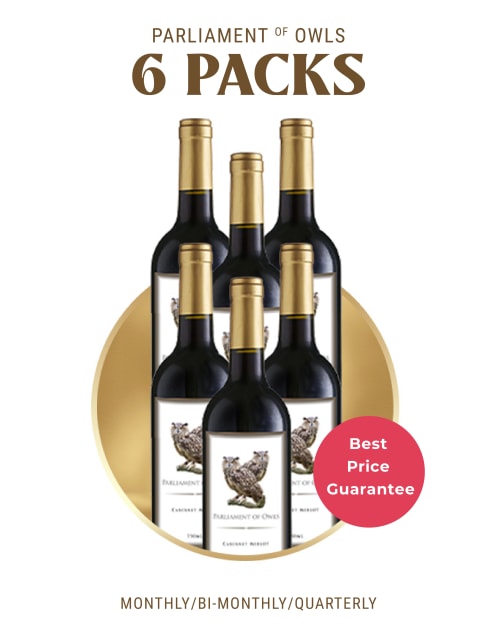 6 Bottles of Parliament of Owls Cab Merlot delivered every 1, 2 or 3 Months