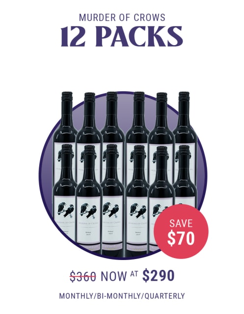12 Bottles of Murder of Crows Shiraz - Delivered every 1, 2 or 3 Months