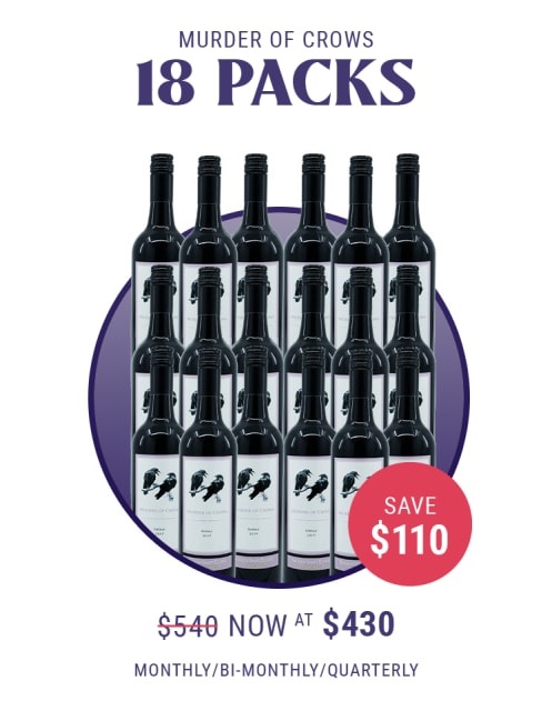 18 Bottles of Murder of Crows Shiraz - Delivered every 1, 2 or 3 Months