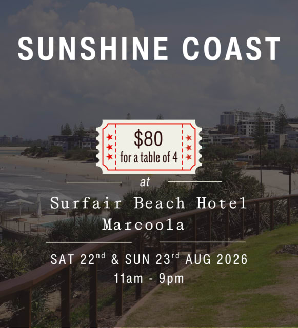 Sunshine Coast Wine Tasting - Surfair Beach Hotel Sat/Sun 22nd and 23rd Aug