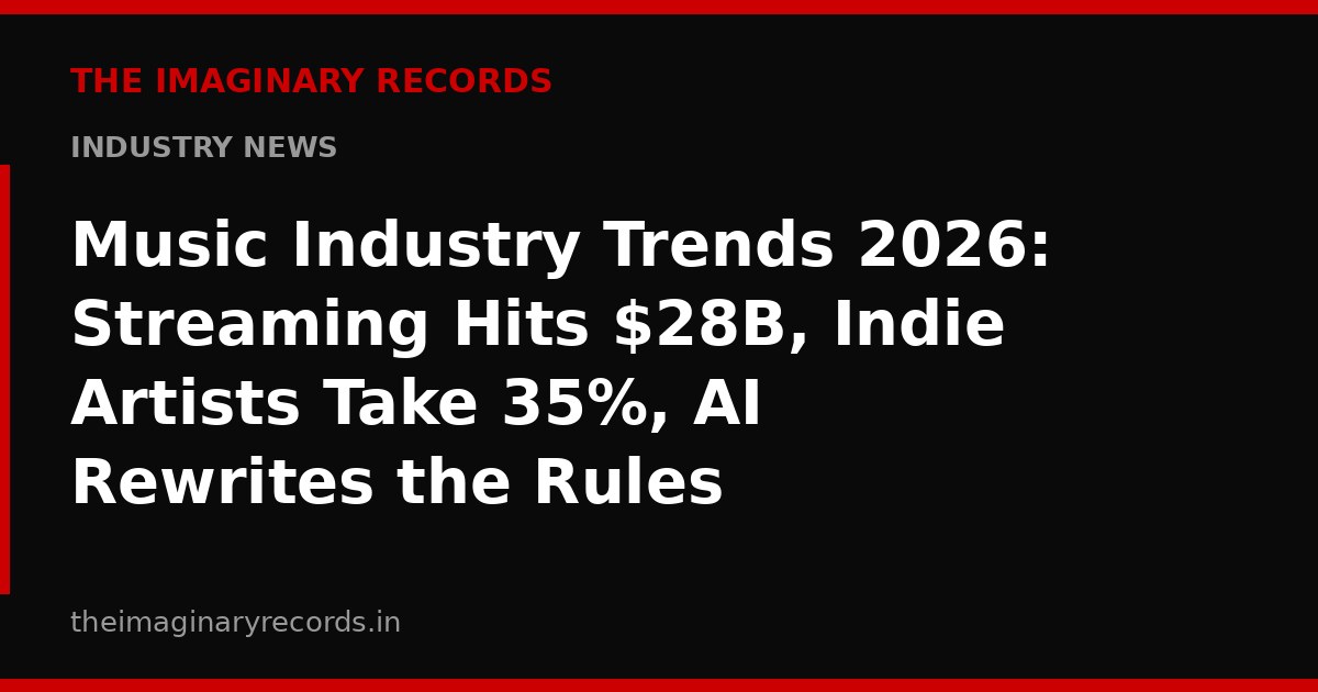 Music Industry Trends 2026: Streaming Hits $28B, Indie Artists Take 35%, AI Rewrites the Rules