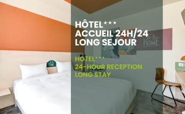 Moderna camera d'albergo B&B HOME con letto comodo e scrivania per un soggiorno prolungato