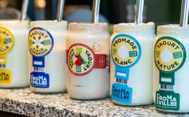Selezione di yogurt artigianali biologici e formaggio fresco serviti alla colazione del B&B HOME