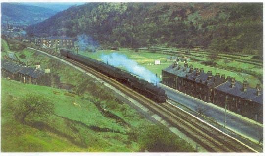Steam engines heading towards Todmorden, April 1960