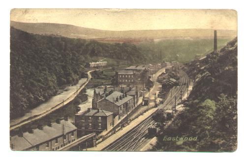 A postcard of Eastwood station and school area