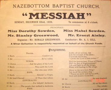 A concert bill from Nazebottom Chapel, 1929