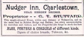 Advert for Nudger Inn in Todmorden Almanac about 1890