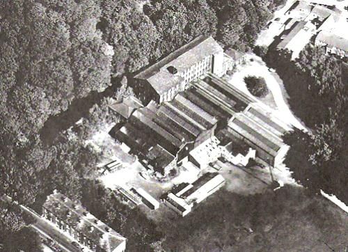 Aerial view of Mytholm Mill in 1986