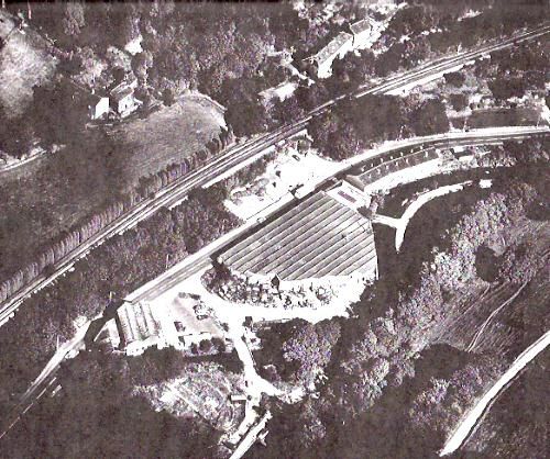 An aerial shot of Callis Mill in 1986