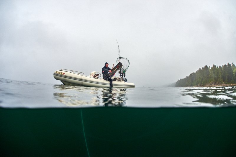 rib boat and diver