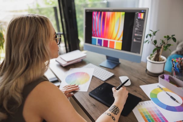 Designer working on laptop