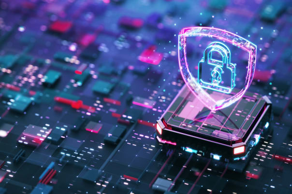 Floating padlock over motherboard