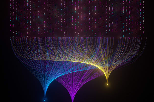 Data streams merging to three points