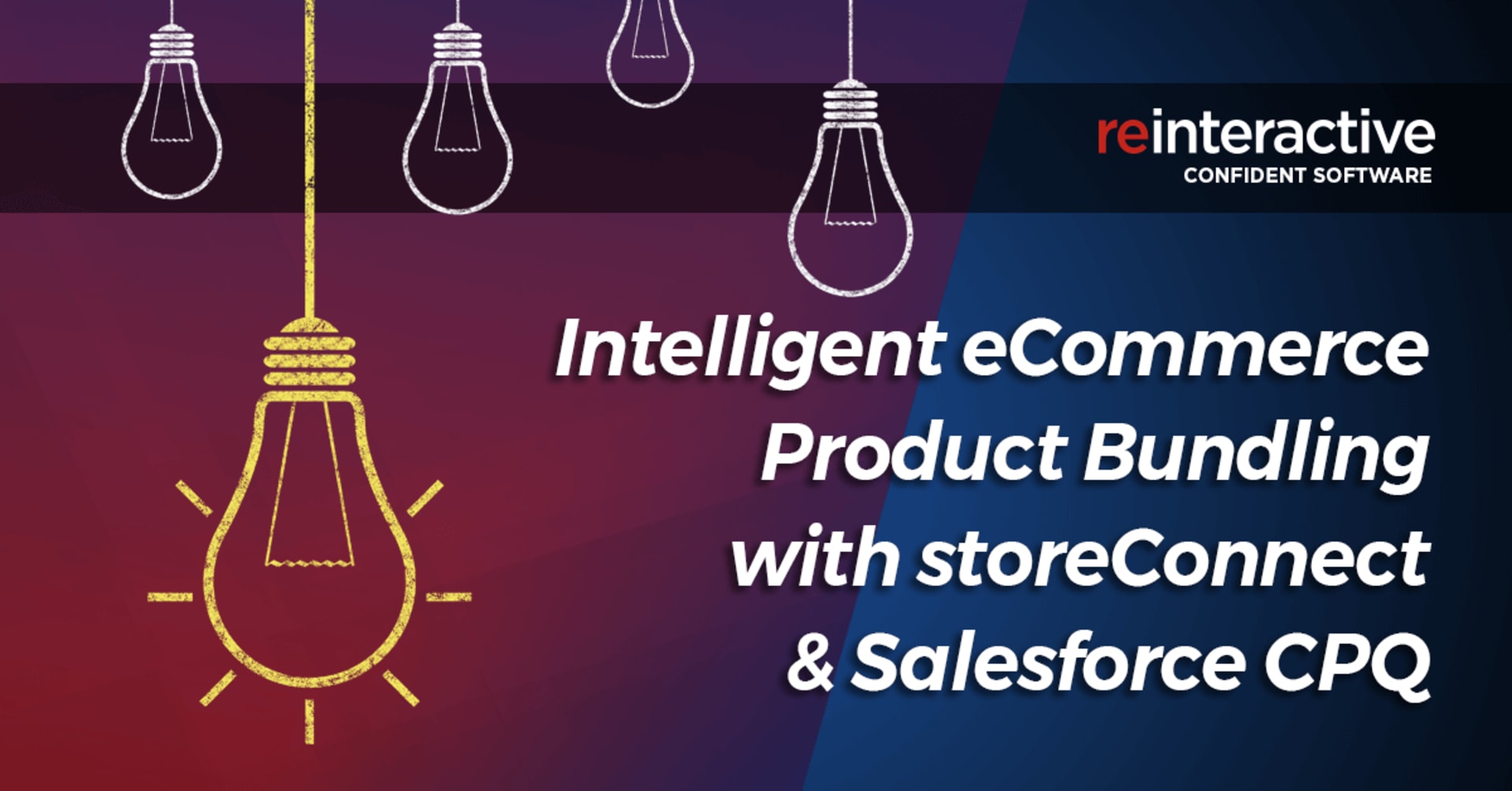 Intellegence Ecommerce banner with bulbs hanging and hero banner text.