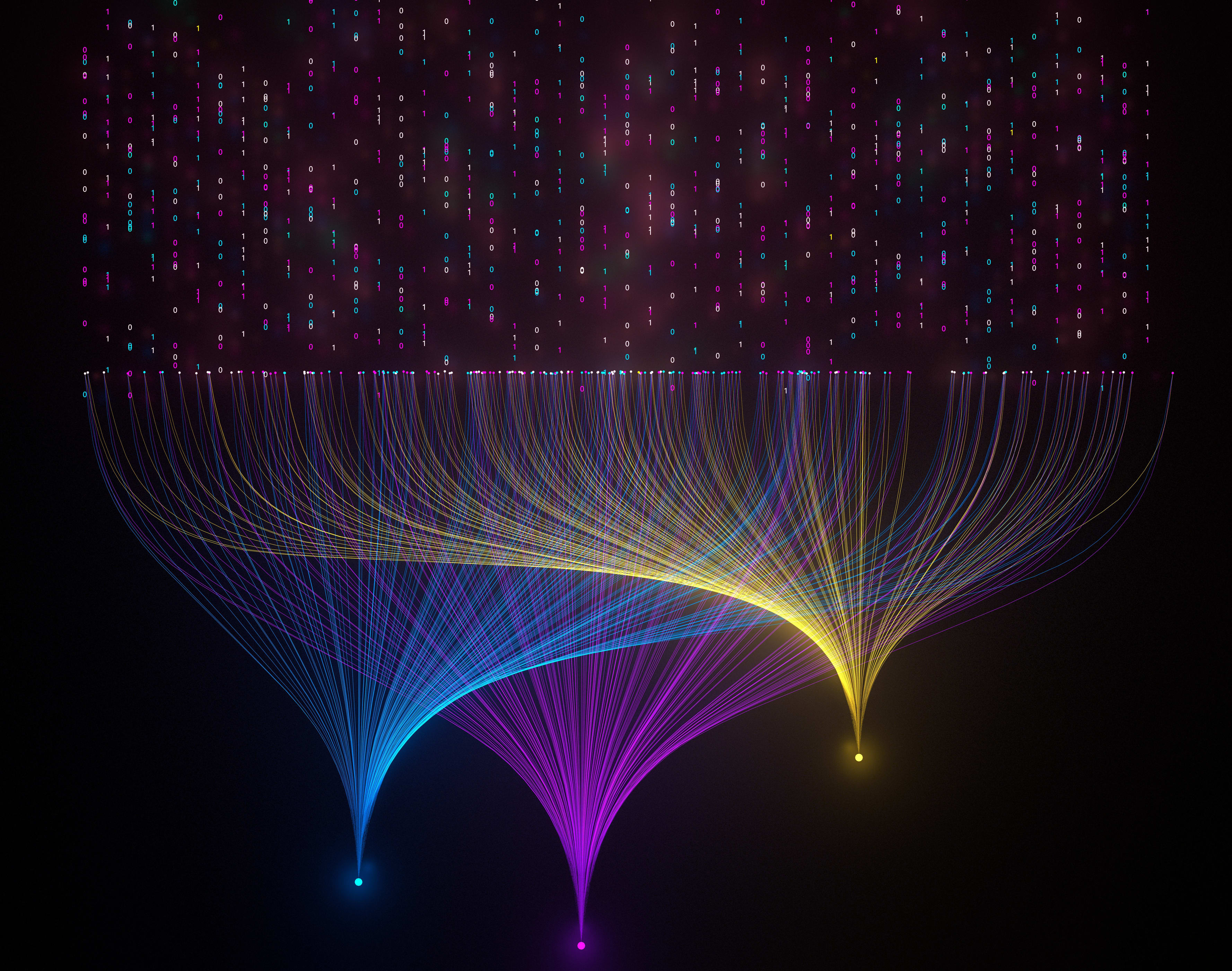 Data streams merging to three points