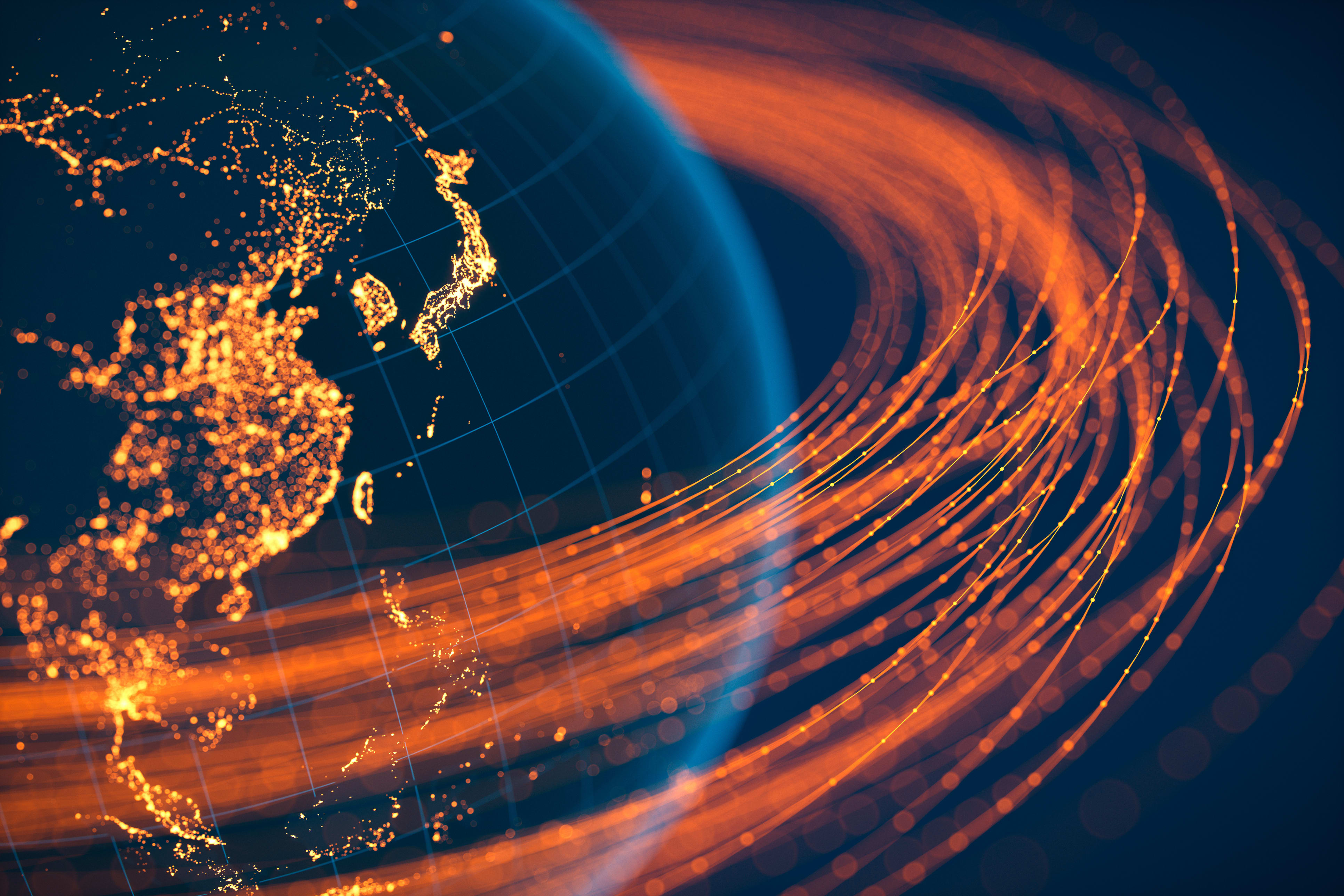 Glowing orbits around equator of Earth