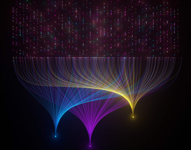 Data streams merging to three points