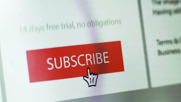 Subscribe button on computer screen