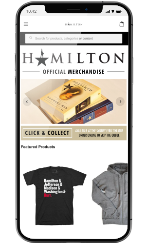 Hamilton musical site using storeConnect