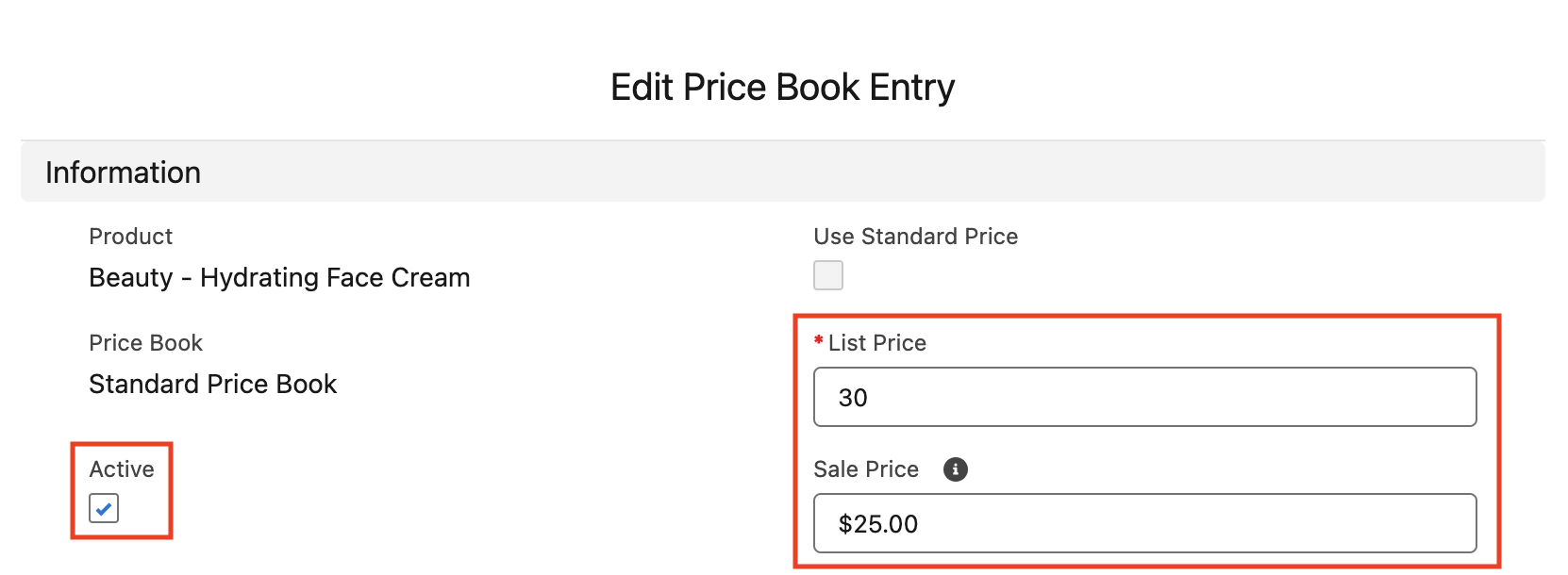 Price Book Entry with Sales Price