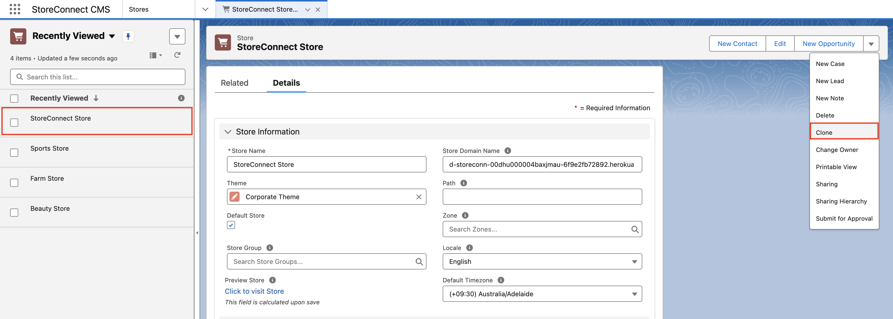 Clone StoreConnect Store